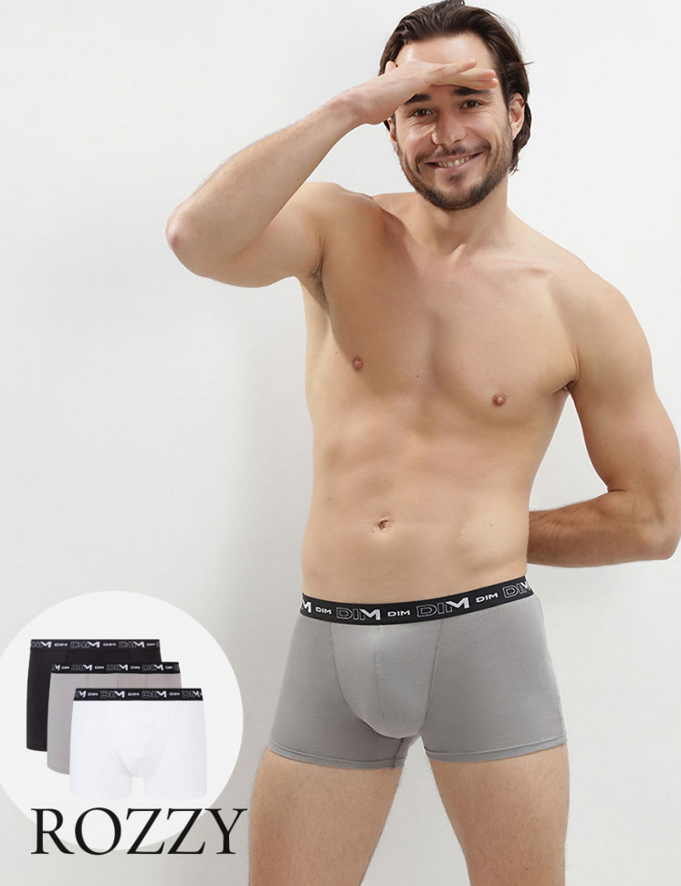 Трусы шорты мужские DIM 6596/3 белый/серый/черный (уп.3шт.)