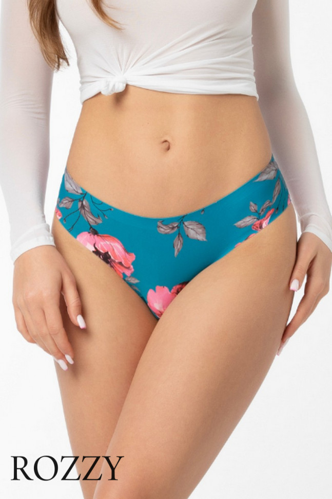 Трусы бразильяна Julimex Wild Rose Brasil бирюзовый/розовый