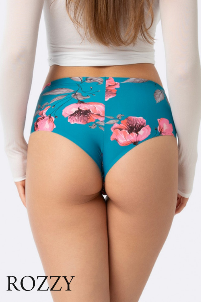 Трусы бразильяна Julimex Wild Rose Brasil Maxi бирюзовый/розовый