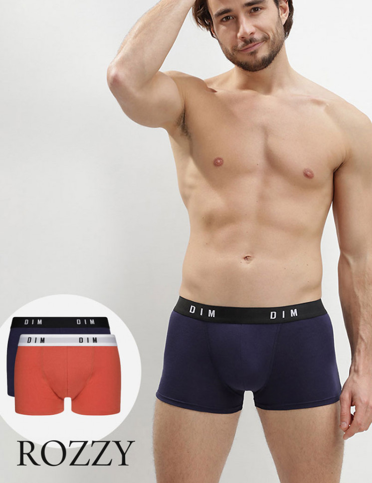 Трусы шорты мужские DIM 0ARL красный/синий деним (уп.2шт.)