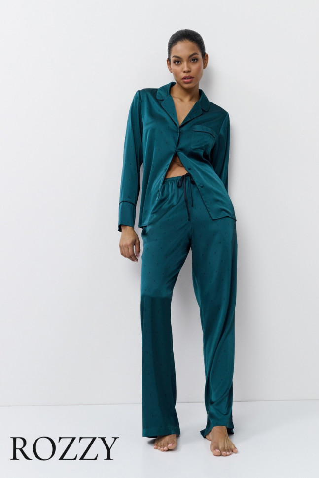 Пижама атласная Aruelle Emeralda изумрудный