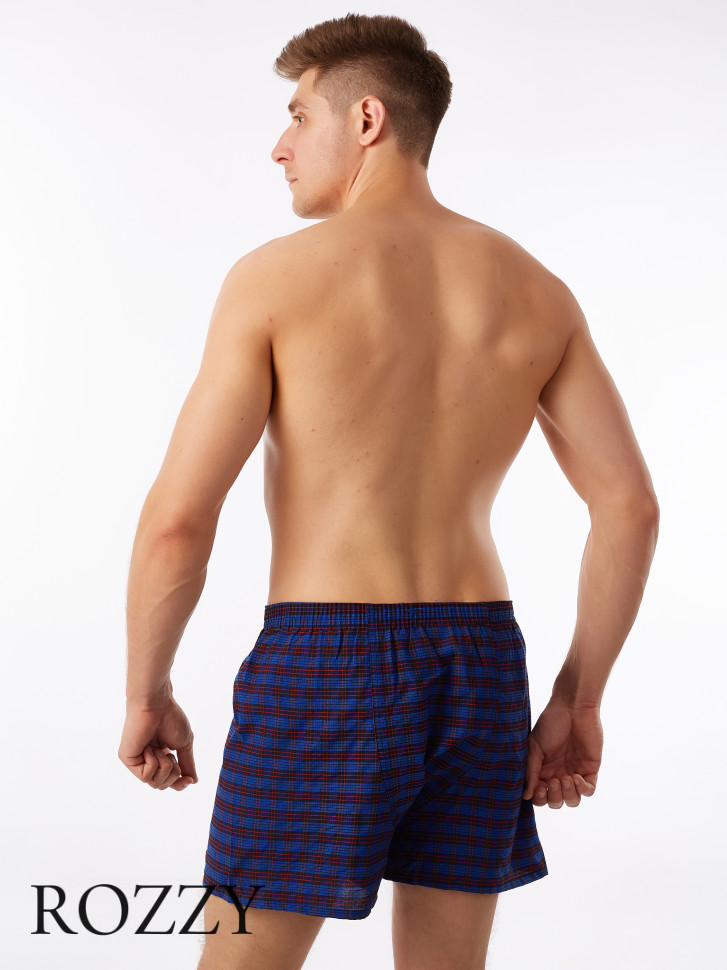 Трусы боксеры мужские Knocker TB4500 серый/синий/синий клетка (уп.3шт.)