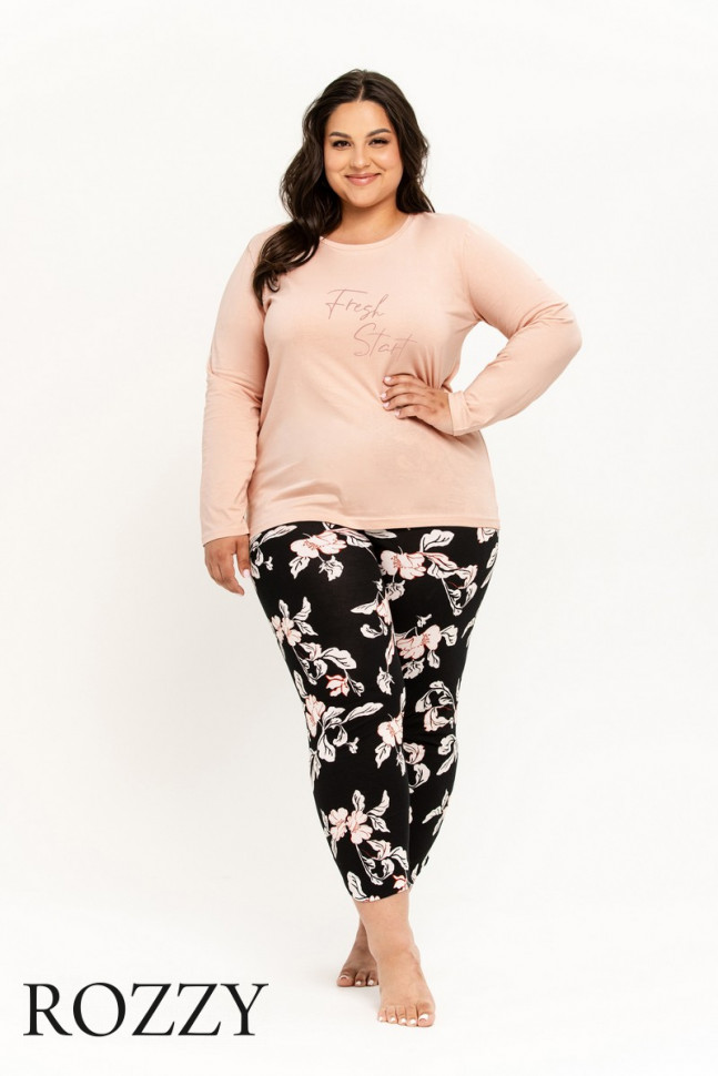 Пижама хлопковая Taro Katie Maxi 3234/3255 бежево-розовый/черный