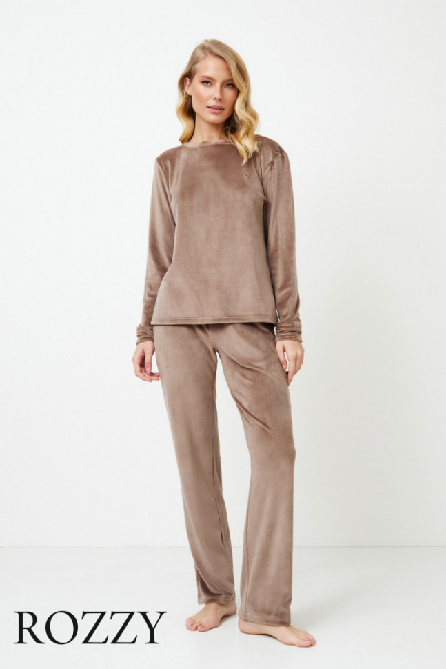 Костюм домашний велюровый Aruelle Chiarra кофейный