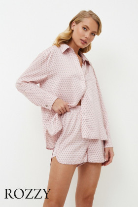 Пижама атласная с шортами Aruelle Aurelia светло-розовый