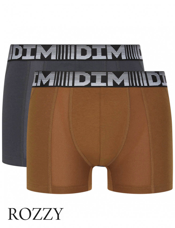 Трусы шорты мужские DIM 01N1 коричневый/серый (уп.2шт.)
