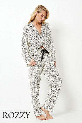 Пижама вискозная Aruelle Bethany молочный/черный