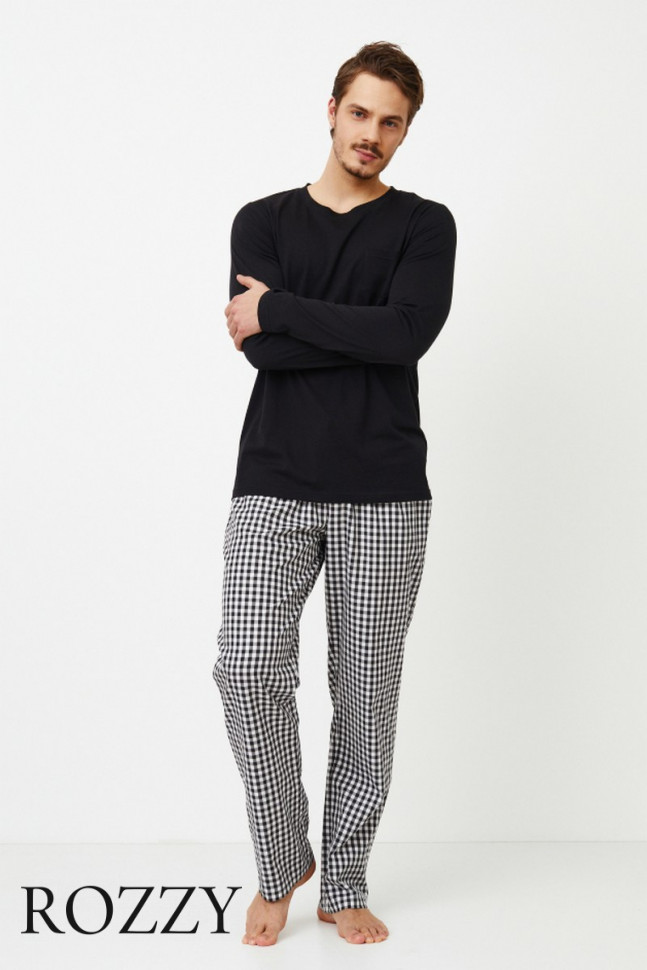Пижама мужская Aruelle Philip черный/белый