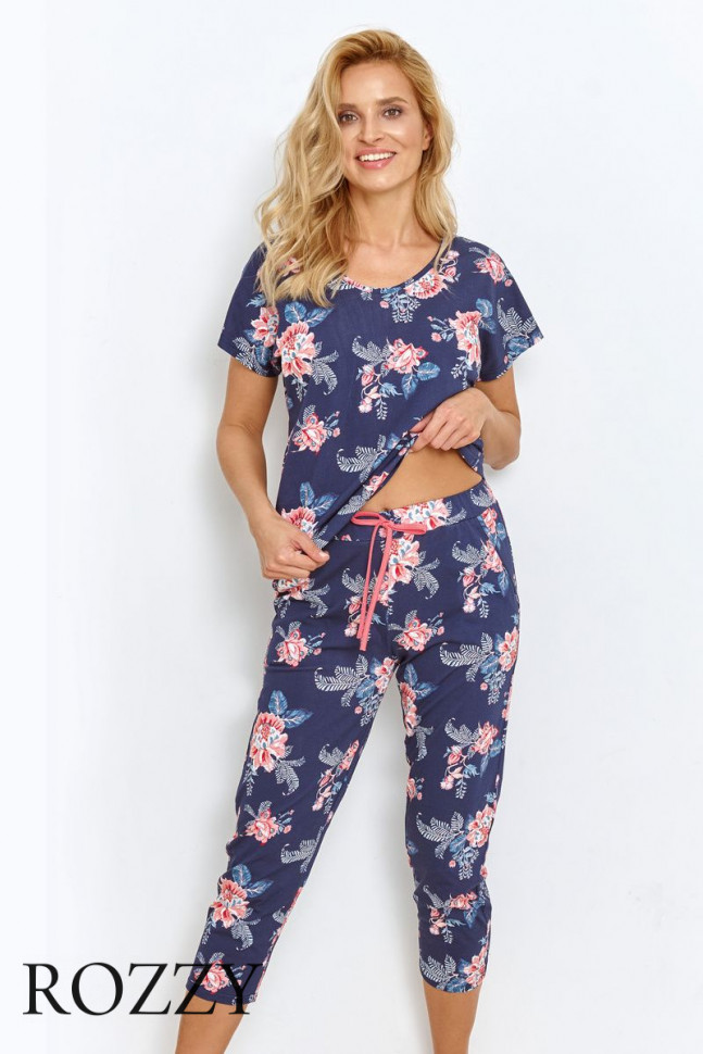 Пижама хлопковая Taro Ellie 2881 темно-синий/розовый