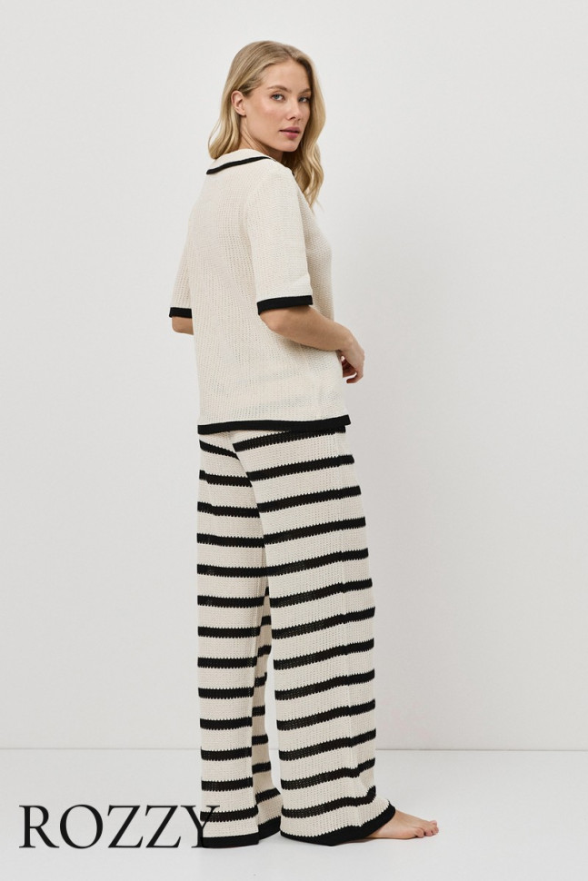 Костюм домашний хлопковый Aruelle Mirage Set светло-бежевый/черный