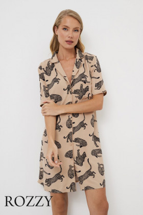 Сорочка вискозная Aruelle Soraya капучино/черный