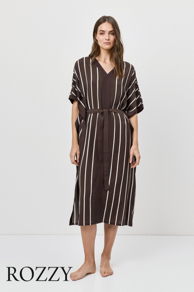 Платье домашнее вискозное Aruelle Cedar шоколадный/молочный