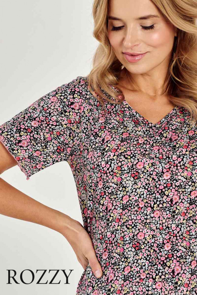 Сорочка хлопковая Taro Amara/Amora 3094/3170 черный/розовый