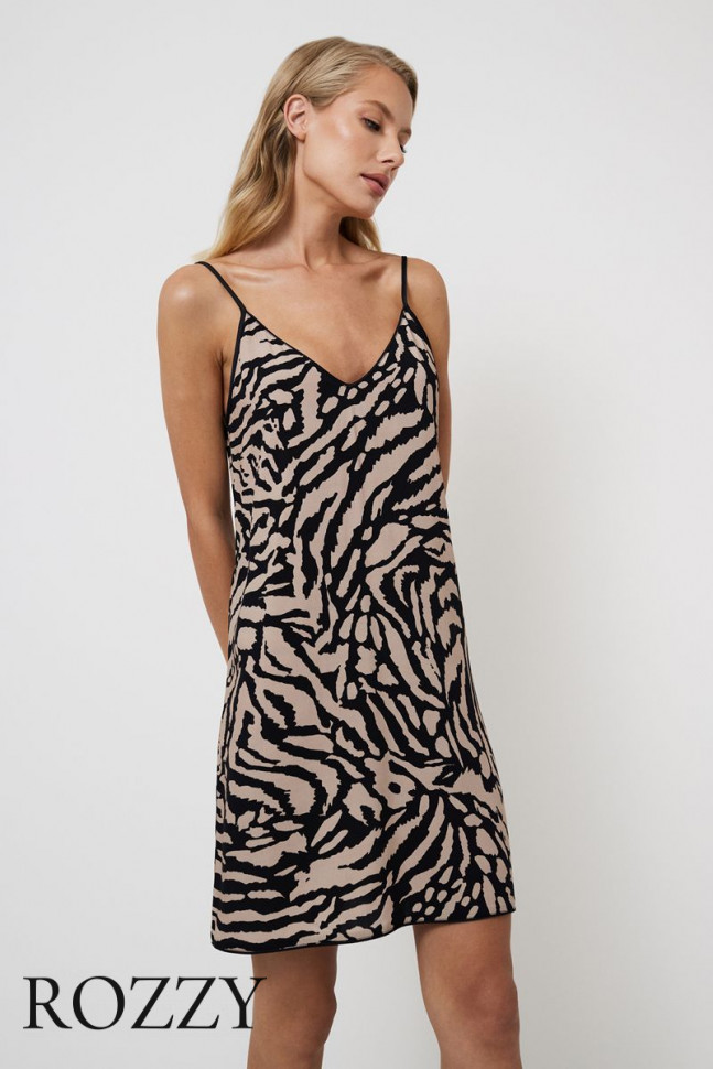 Сорочка вискозная Aruelle Sherry капучино/черный