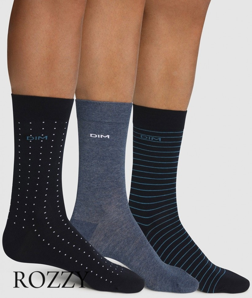 Носки мужские DIM 05QP синий/джинсовый/голубой (уп.3шт.)