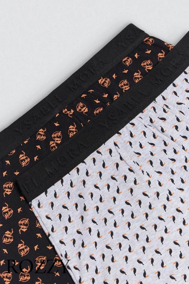 Трусы шорты мужские Ysabel Mora 20392 светло-серый/черный (уп.2шт.)