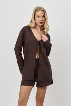 Костюм домашний вискозный с шортами Aruelle Clay Set шоколадный