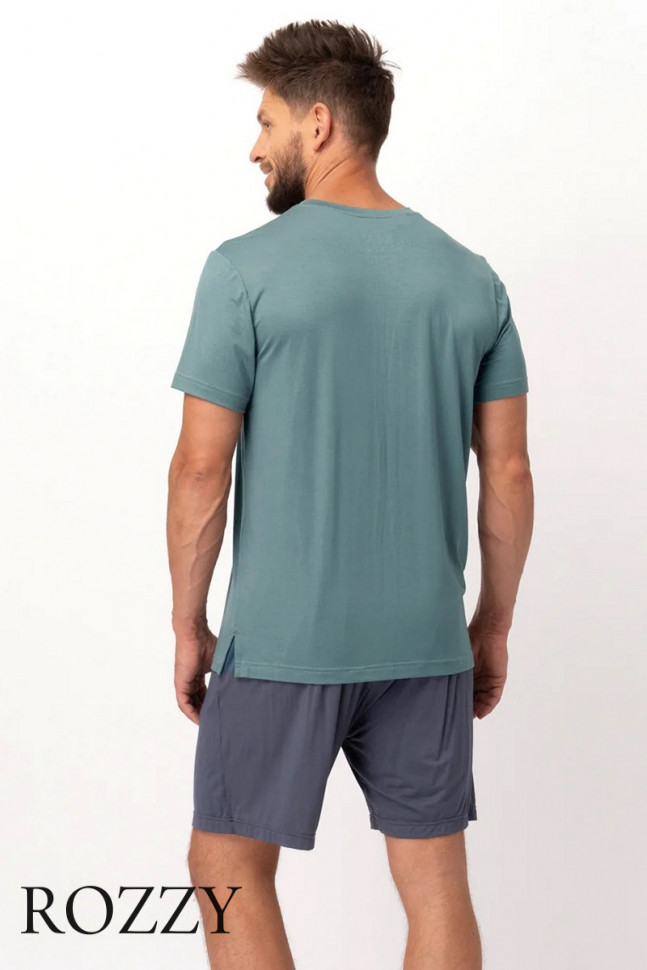 Пижама мужская Key MNS 750 серо-зеленый/джинс