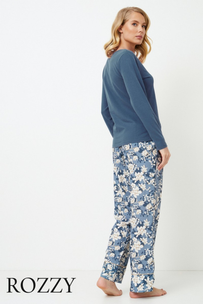 Пижама вискозная Aruelle Fleur серо-голубой