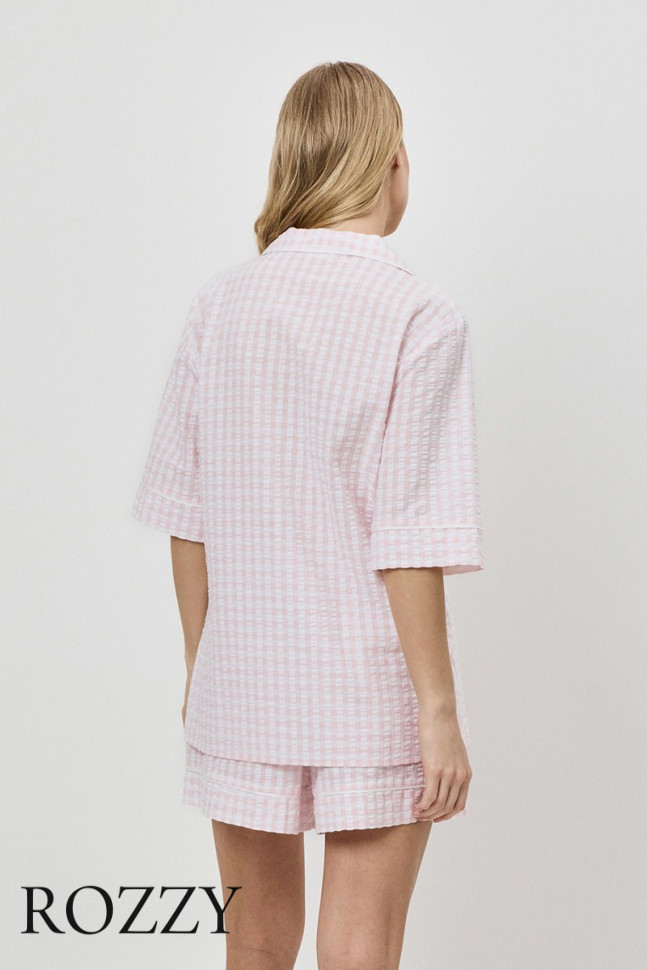 Пижама хлопковая с шортами Aruelle Julienne светло-розовый