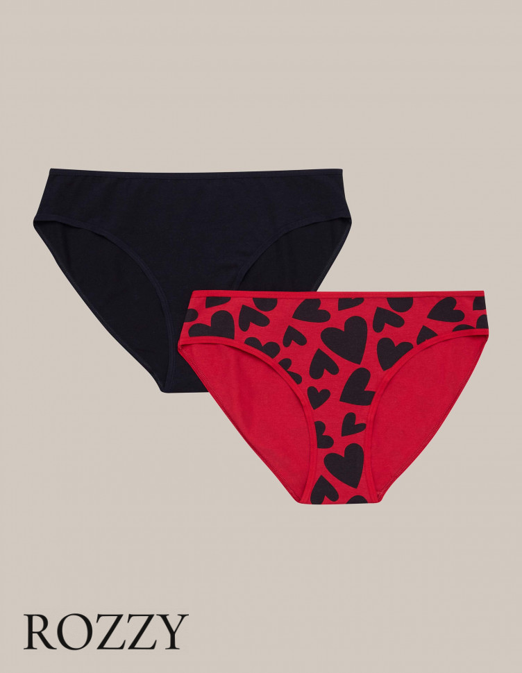 Трусы слипы хлопковые Esotiq Mia-Mia 42268 черный/красный (уп.2шт.)