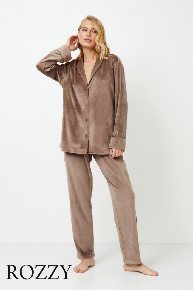 Пижама велюровая Aruelle Choco кофейный