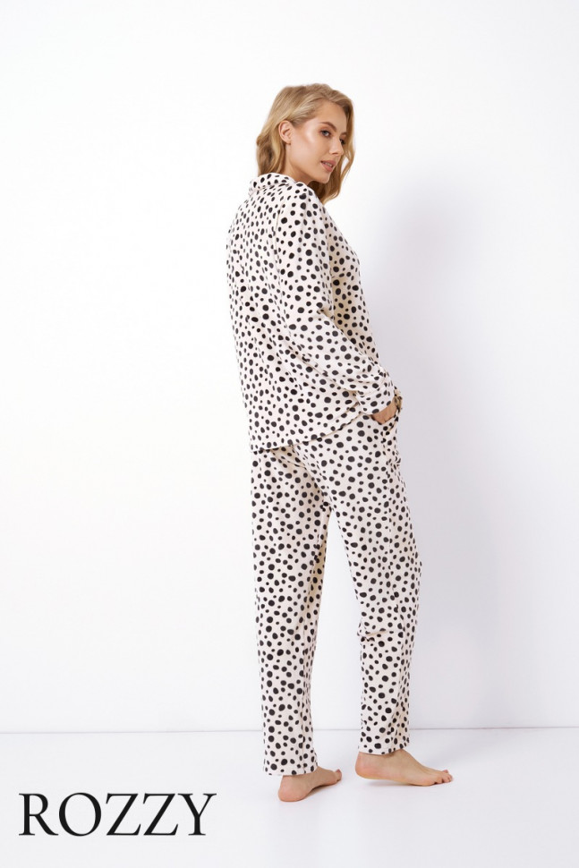 Пижама флисовая Aruelle Gianna бежевый/черный