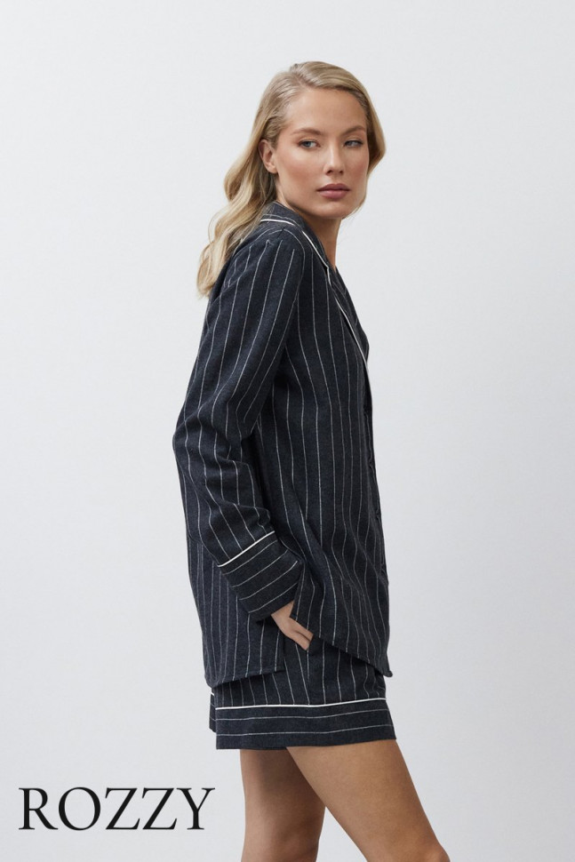 Пижама фланелевая с шортами Aruelle Casey графитовый