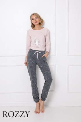 Пижама хлопковая Aruelle Debbie розовый/графитовый