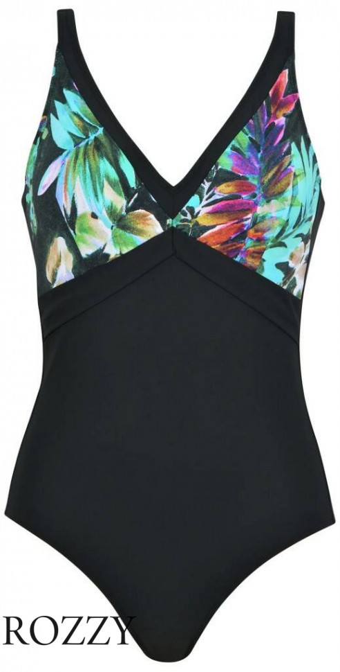 Купальник слитный Naturana 73421 мох/аква/белый Ф