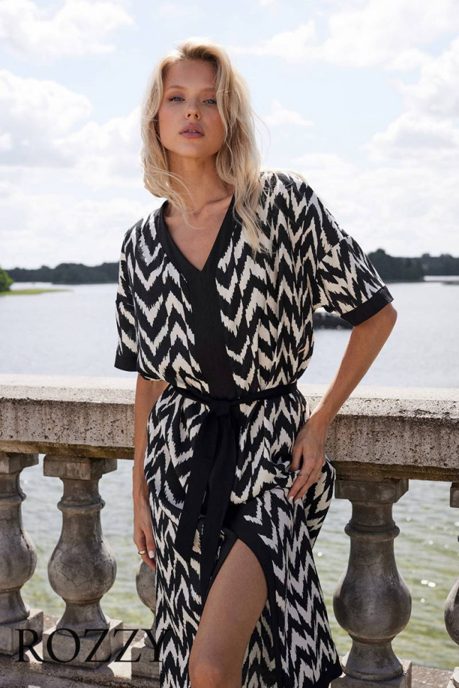 Платье домашнее вискозное Aruelle Zariah черный/белый