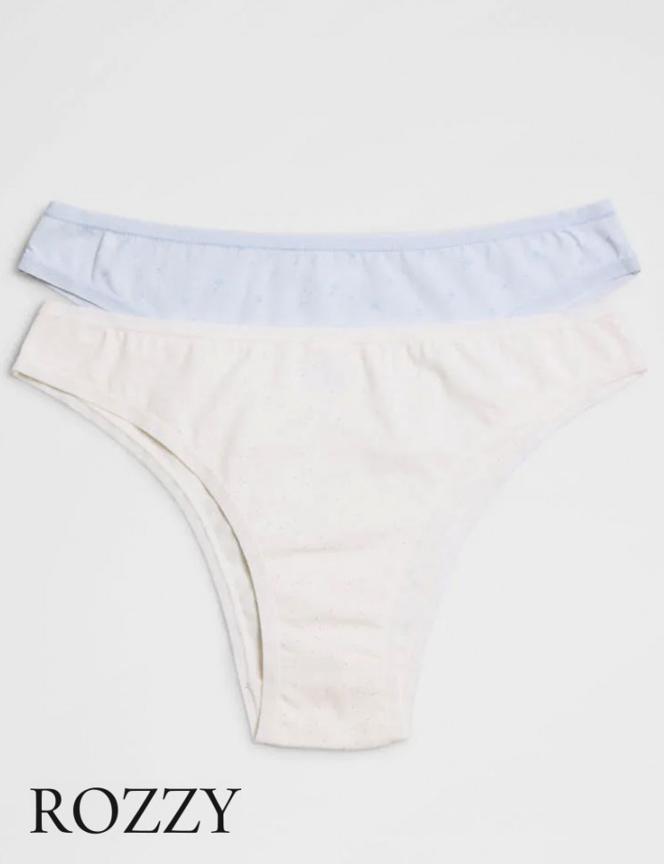 Трусы бразильяна хлопковые Ysabel Mora 19400 серо-голубой/шампань (уп.2шт.)