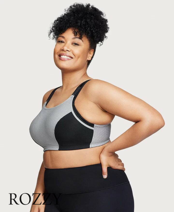 Бюстгальтер спортивный без косточек Glamorise GI1166 черный/серый