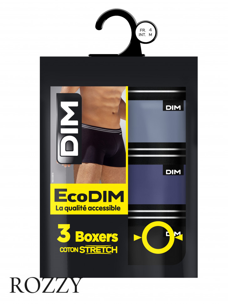 Трусы шорты мужские DIM 6578/3 голубой/синий/черный (уп.3шт.)