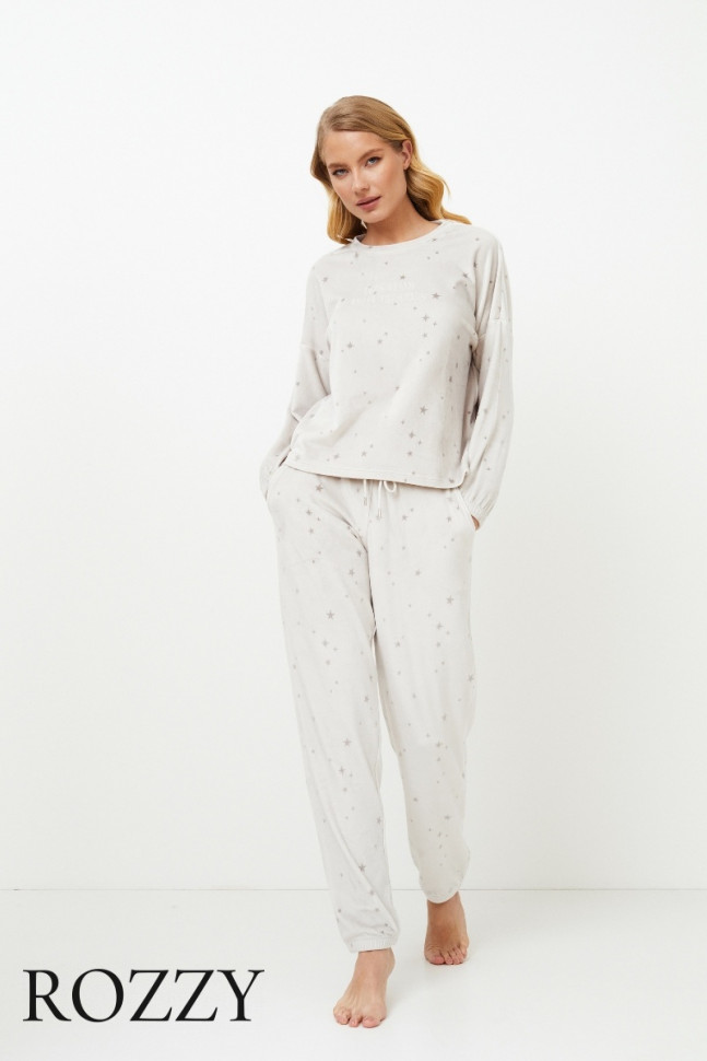 Костюм домашний велюровый Aruelle Meredith светло-серый