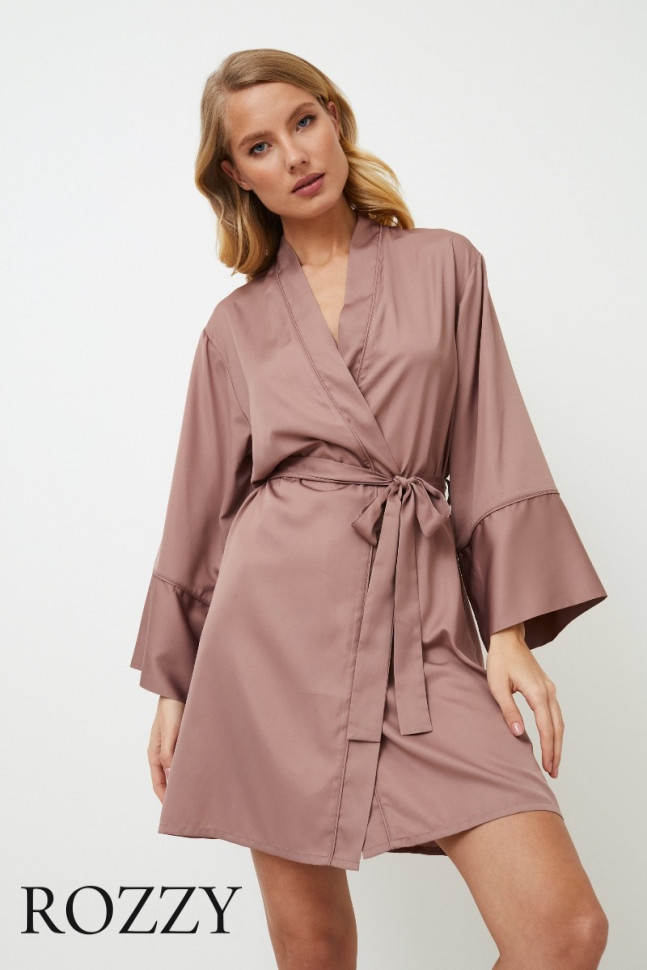 Халат атласный Aruelle Primrose пыльная роза