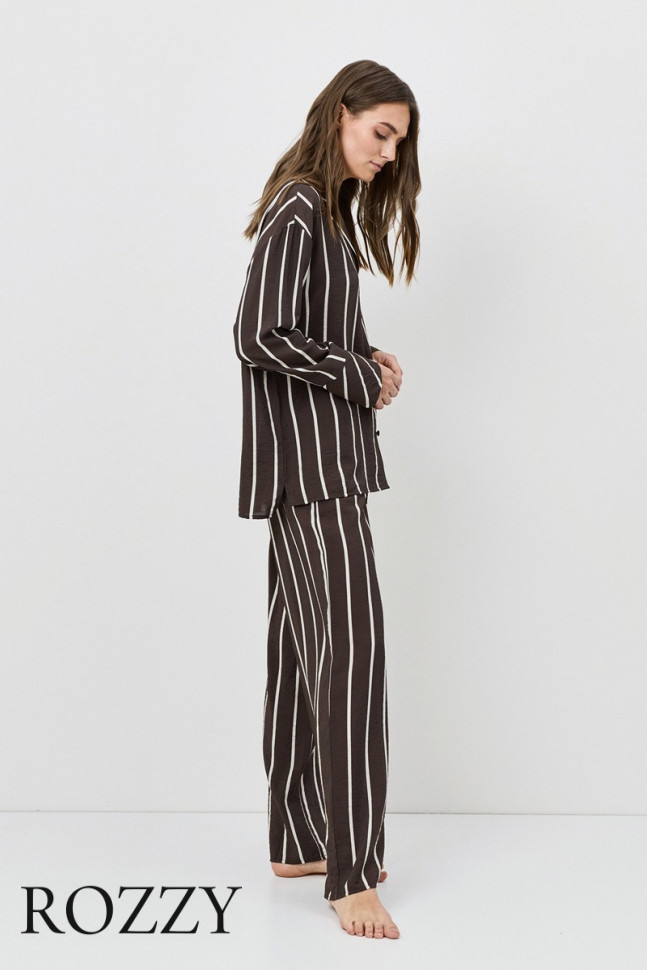 Костюм домашний вискозный Aruelle Cedar Set шоколадный/молочный