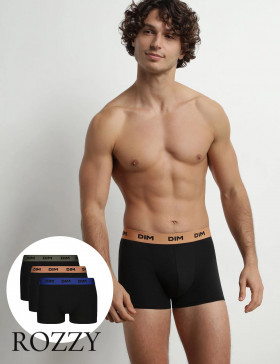 Трусы шорты мужские DIM 005D/3 черный (индиго/орех/зеленый) (уп.3шт.)