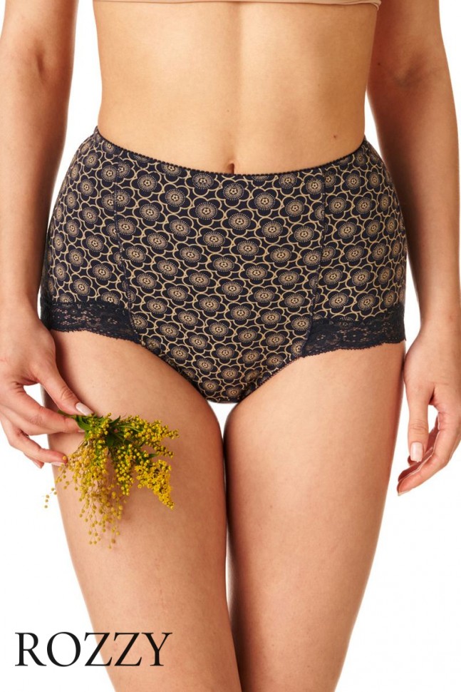 Трусы макси корректирующие хлопковые Key LPM 753 черный/бежевый (уп.2шт.)